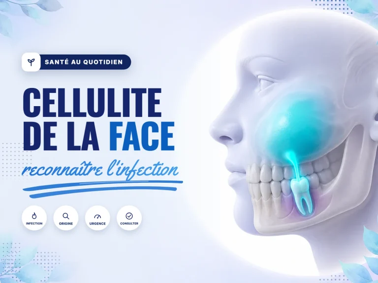 Illustration d'une cellulite de la face avec gonflement de la joue