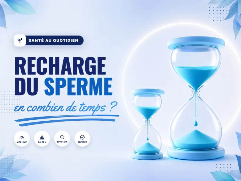 schéma expliquant en combien de temps le sperme se recharge (volume et spermatozoïdes)