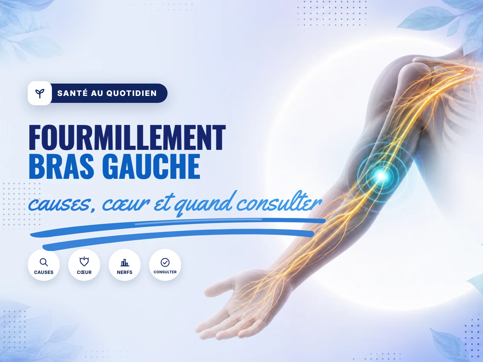 Fourmillement dans le bras gauche : personne qui ressent des picotements au bras