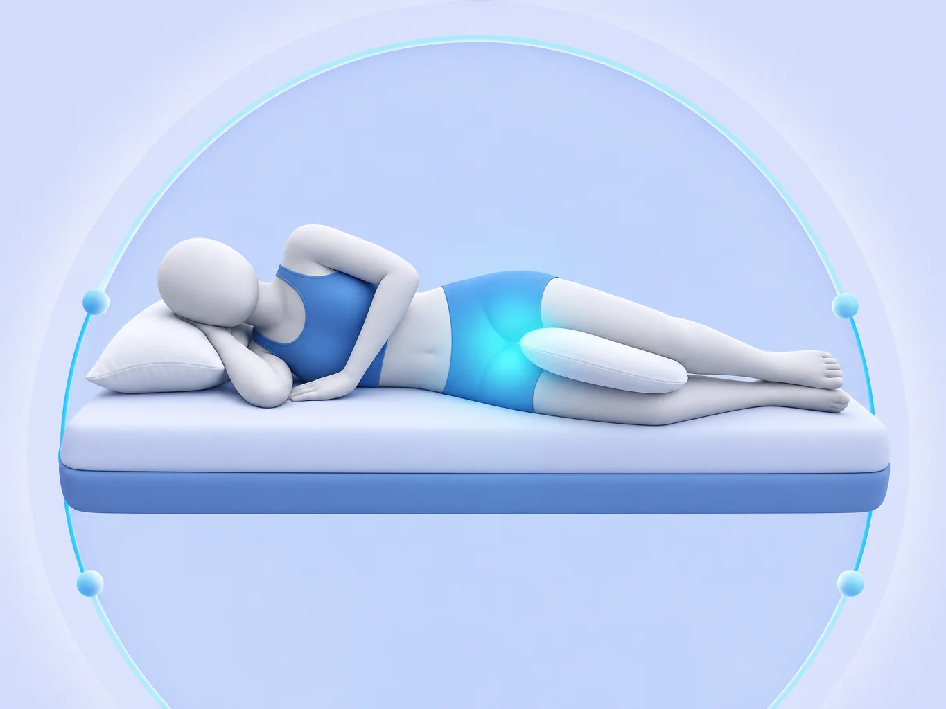 comment dormir avec une tendinite du moyen fessier : oreiller entre les genoux