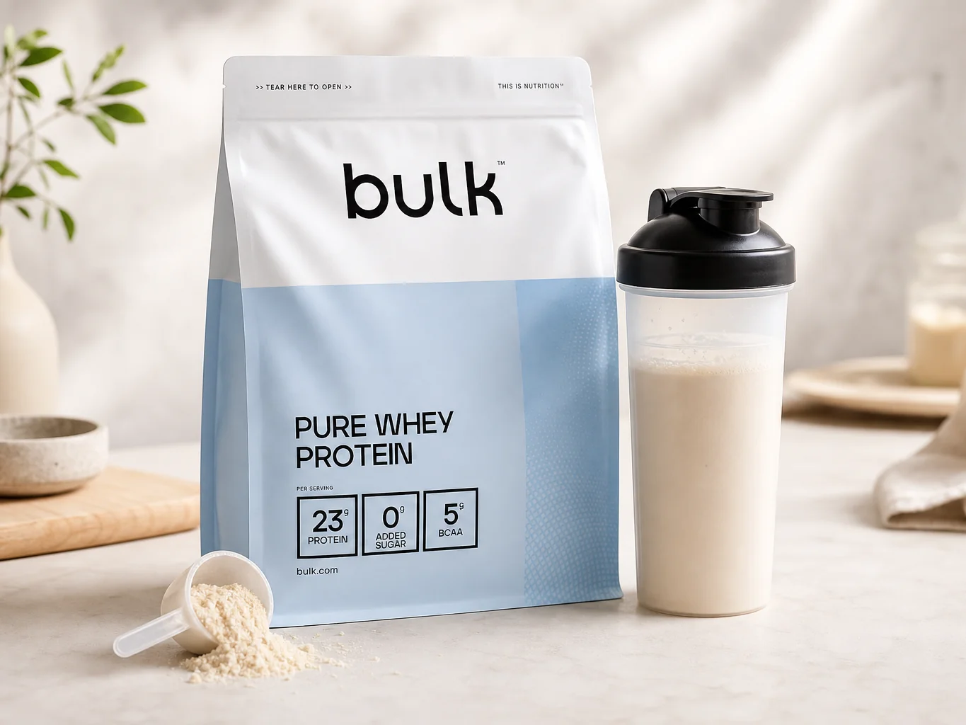 test de la whey et de la créatine Bulk au shaker