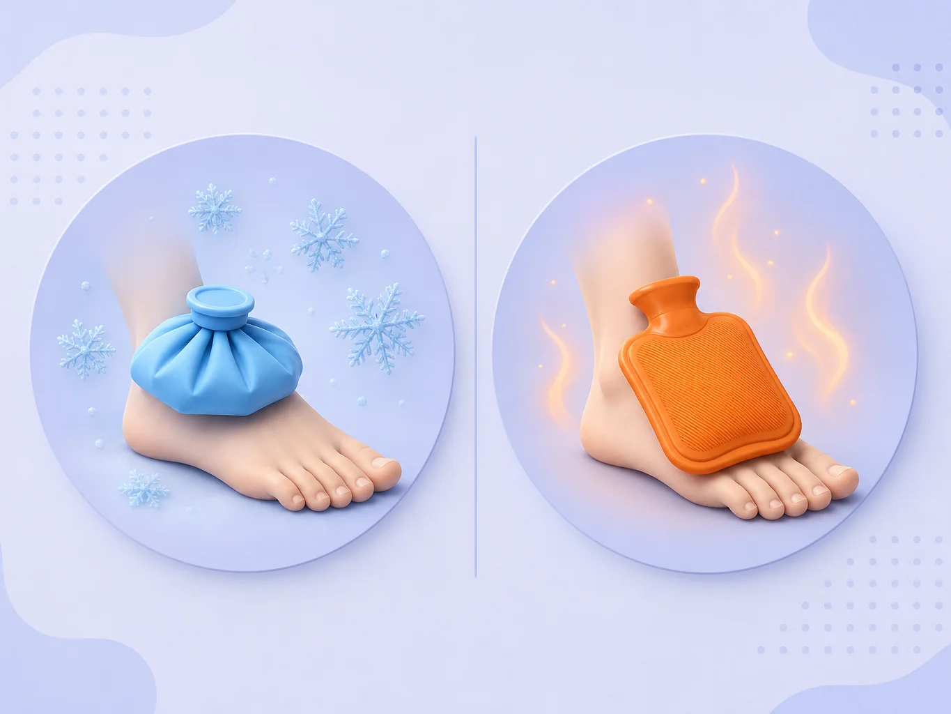 Chaud ou froid sur une arthrose de la cheville selon le gonflement