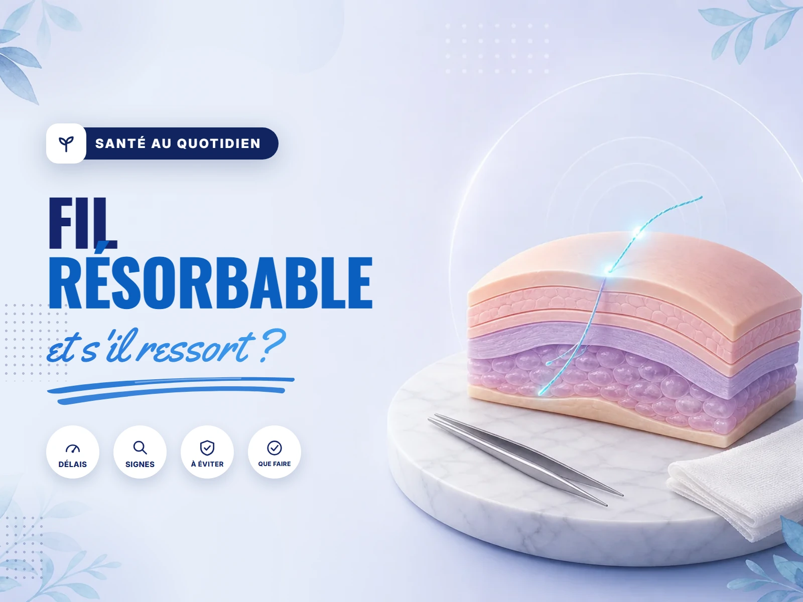 fil résorbable qui se résorbe sur une cicatrice en cicatrisation