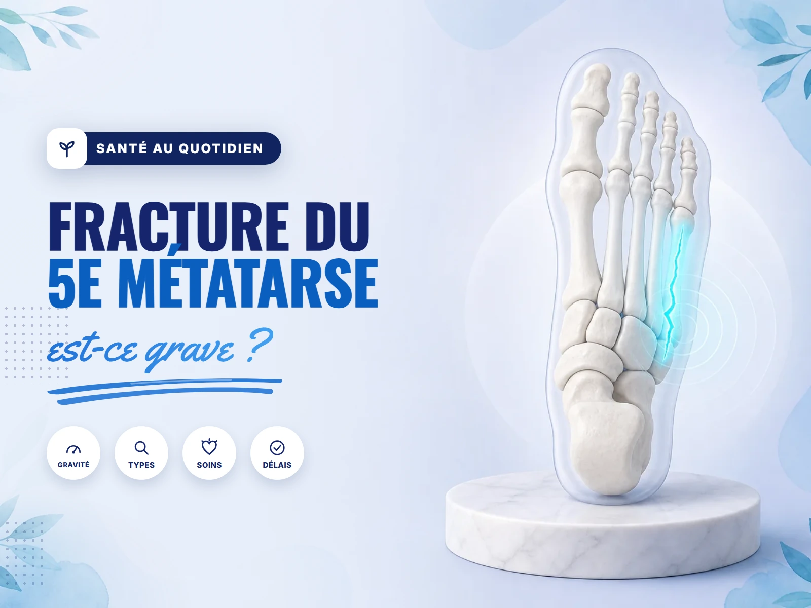 schéma d'une fracture du 5e métatarse sur le bord externe du pied
